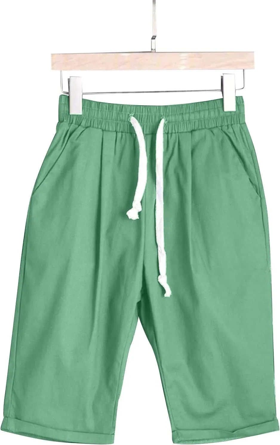 sdbrld Bermuda Shorts for Women,Womens Bermuda Shorts Trendy Summer Drawstring Shorts High Waisted Cotton Athletic Shorts