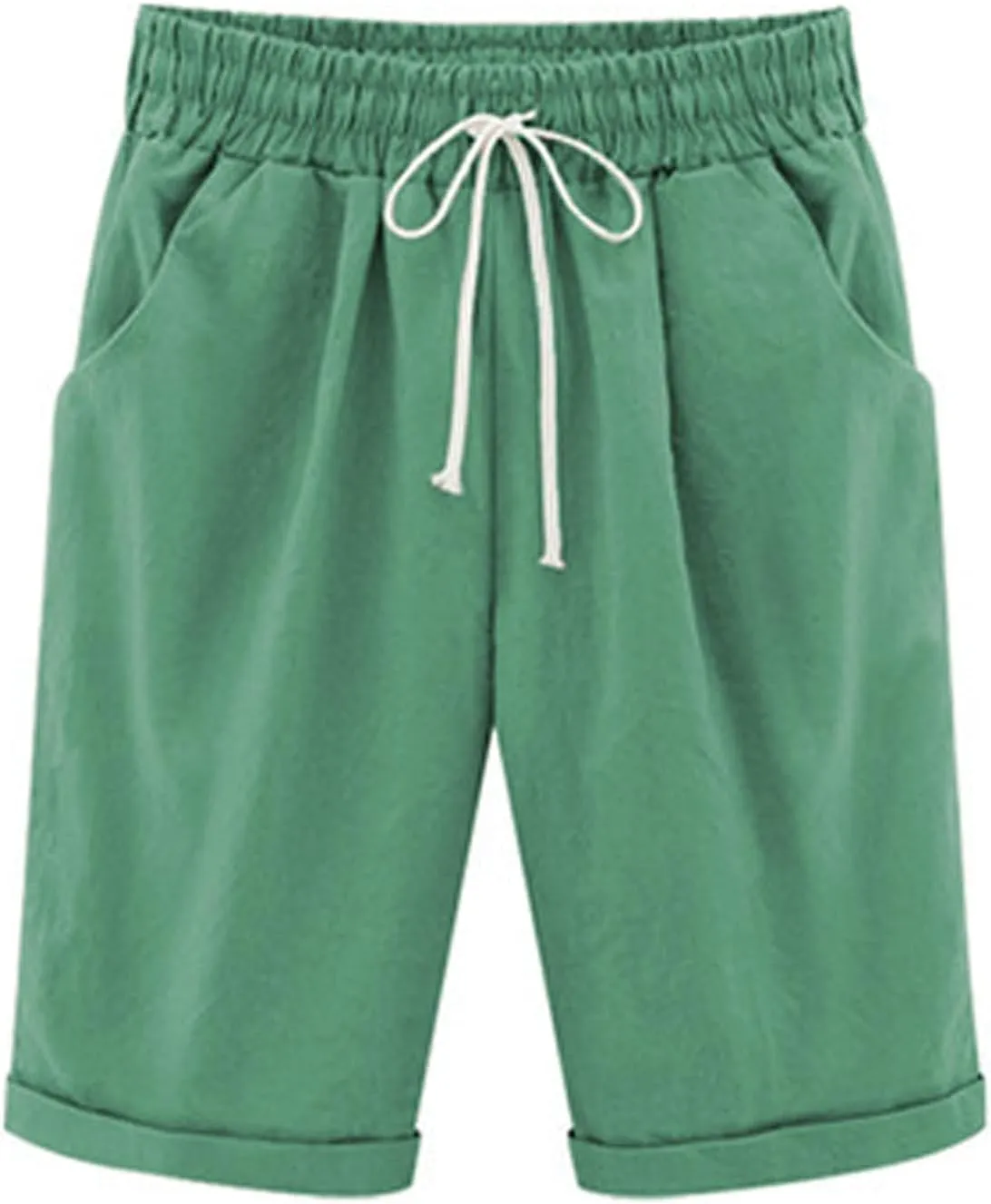 sdbrld Bermuda Shorts for Women,Womens Bermuda Shorts Trendy Summer Drawstring Shorts High Waisted Cotton Athletic Shorts