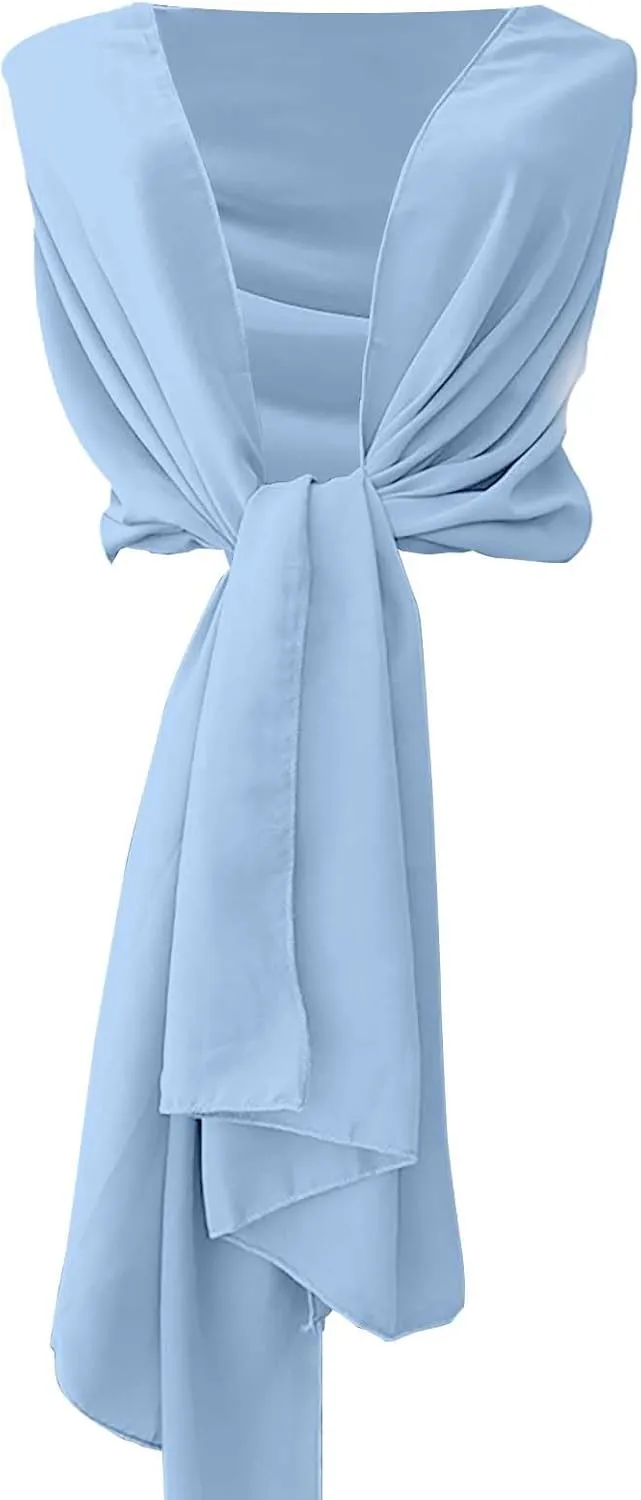 Shawls And For Evening Dresses Chiffon Women Elegant Soft Silky Wedding Bridal Scarf Extra Long Scarf with Sleeves