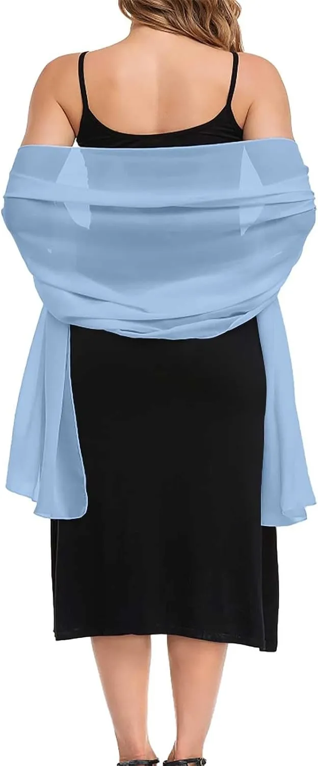 Shawls And For Evening Dresses Chiffon Women Elegant Soft Silky Wedding Bridal Scarf Extra Long Scarf with Sleeves