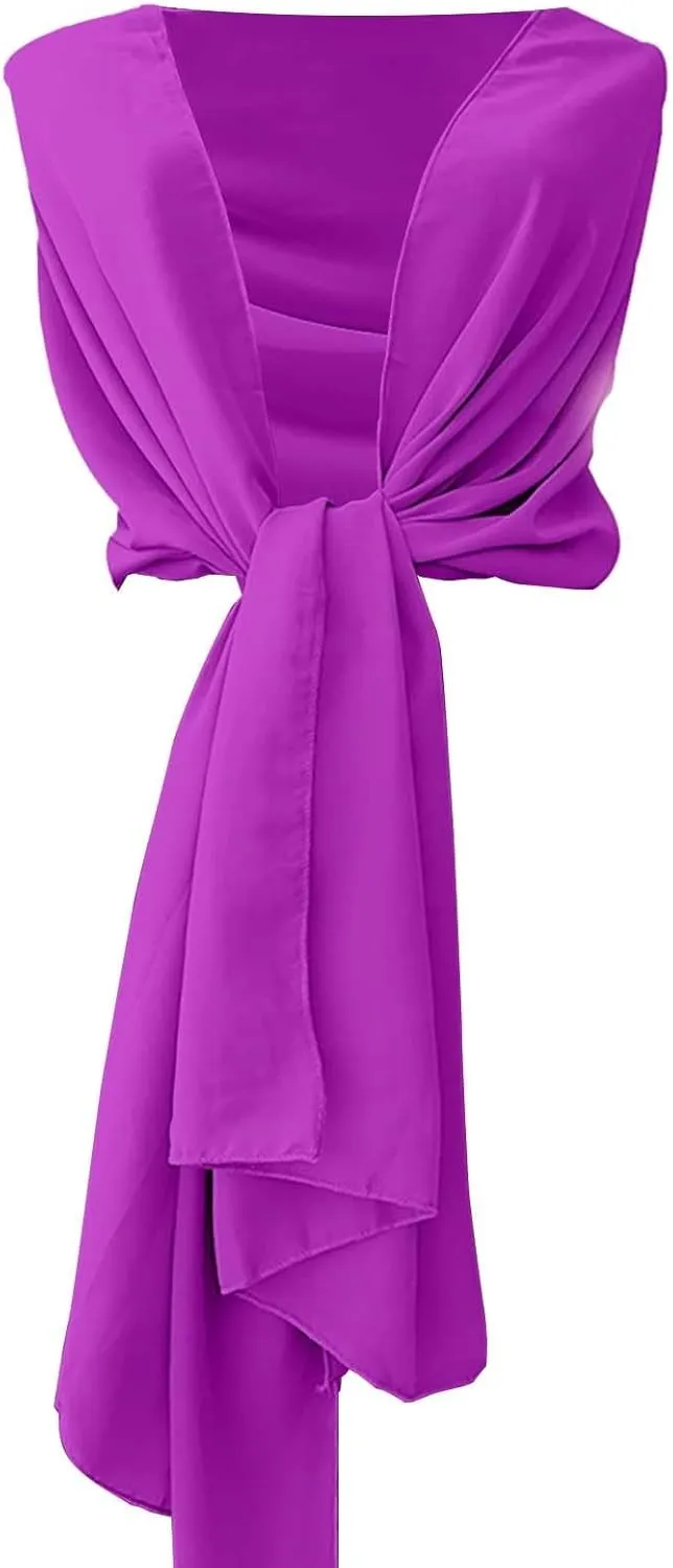 Shawls And For Evening Dresses Chiffon Women Elegant Soft Silky Wedding Bridal Scarf Extra Long Scarf with Sleeves