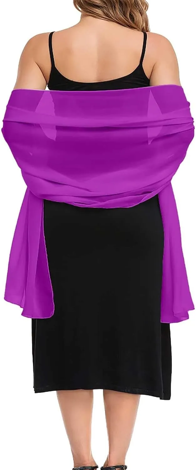 Shawls And For Evening Dresses Chiffon Women Elegant Soft Silky Wedding Bridal Scarf Extra Long Scarf with Sleeves