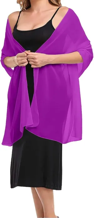 Shawls And For Evening Dresses Chiffon Women Elegant Soft Silky Wedding Bridal Scarf Extra Long Scarf with Sleeves