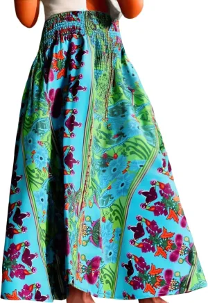 Skirts for Women Trendy Bohemian Summer High Elastic Waist Beach Floral Print A-Line Boha Skirts Vocation Streetwear
