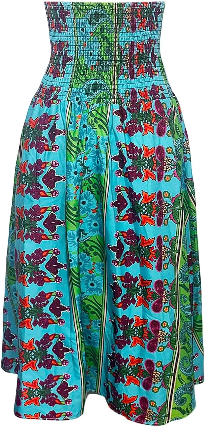 Skirts for Women Trendy Bohemian Summer High Elastic Waist Beach Floral Print A-Line Boha Skirts Vocation Streetwear