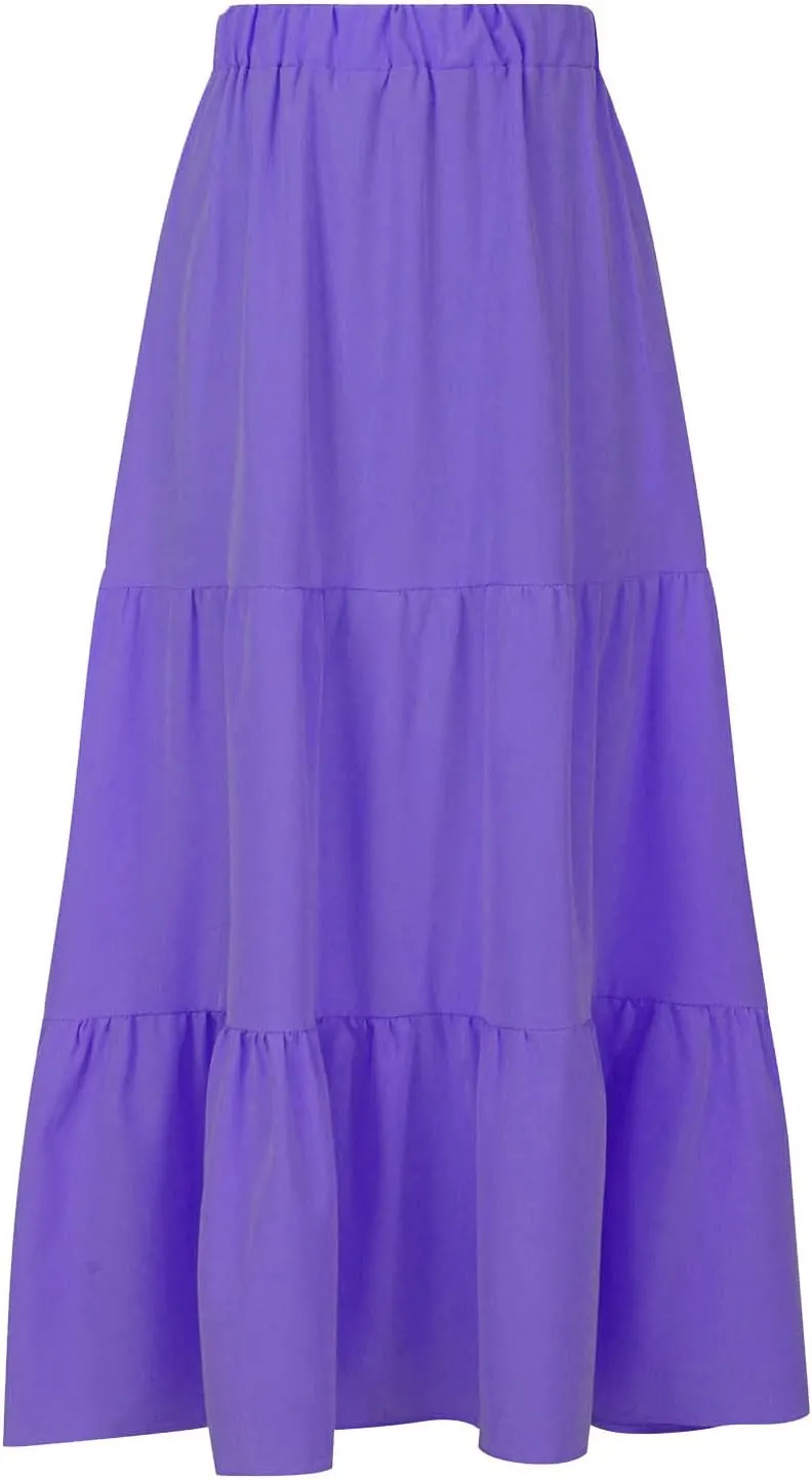 Skirts for Women Trendy Boho Summer Long Skirts A Line Flowy Skirts High Waisted Maxi Skirts for Beach Vacation