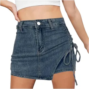Skirts for Women Trendy Drawstring Casual Y2K Cargo Mini Cargo Skirt Jeans Skirt Modest Classy Denim Skirts