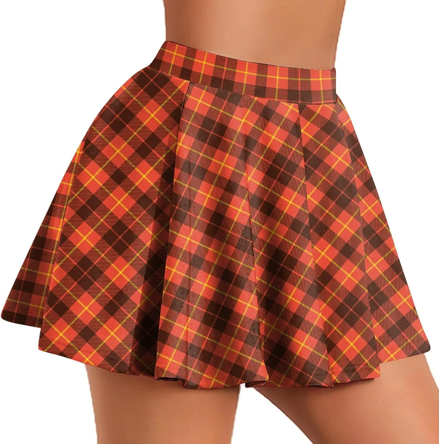 Skirts for Women Trendy Plaid Y2K High Elastic Waist Comfy Silk A-Line Summer Casual Pleated Mini Skirts