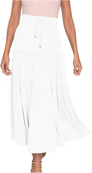 Skirts for Women Trendy Summer Maxi Skirt High Waisted A Line Long Tiered Casual Beach Skirts Boho Flowy Skirts