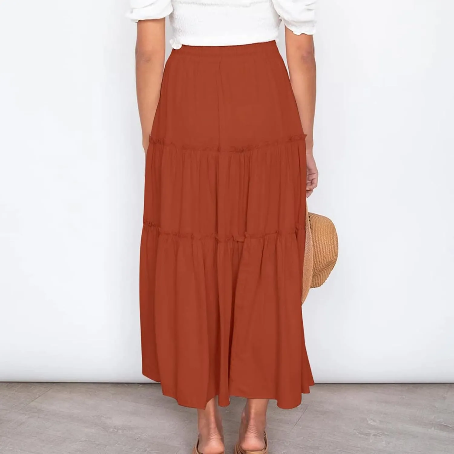 Skirts for Women Trendy Summer Maxi Skirt High Waisted A Line Long Tiered Casual Beach Skirts Boho Flowy Skirts
