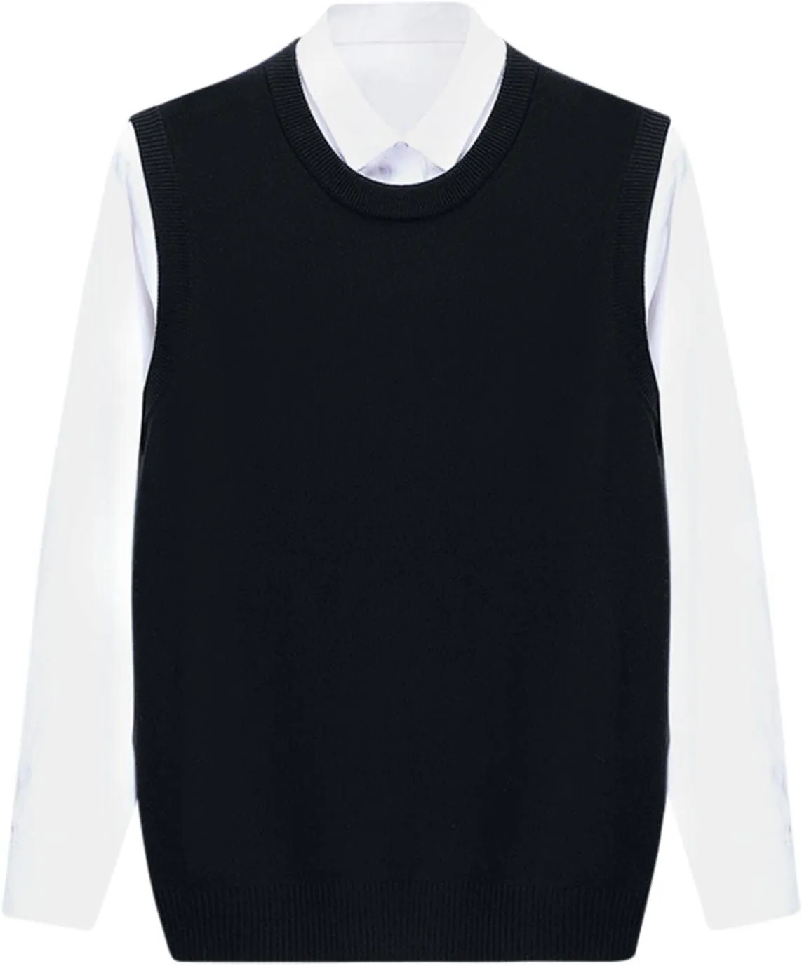 Slim Fit Sweater Vest for Men Sleeveless Crewneck Ribbed Knitted Tops Casual Business Knit Tops Solid Color Jumper