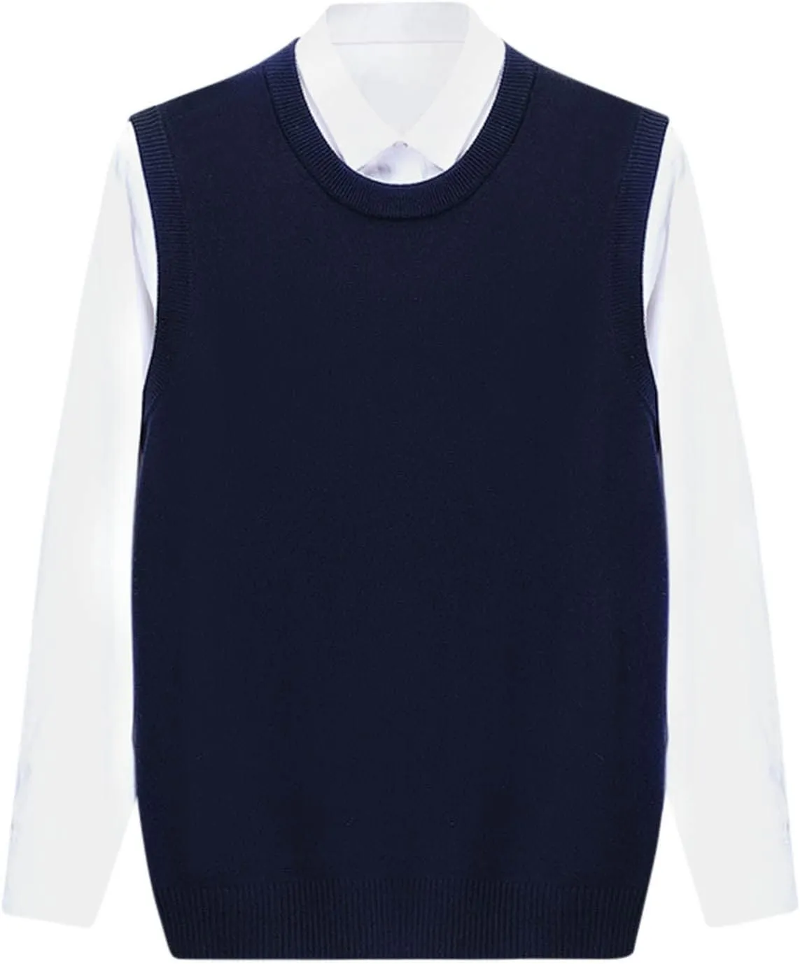 Slim Fit Sweater Vest for Men Sleeveless Crewneck Ribbed Knitted Tops Casual Business Knit Tops Solid Color Jumper