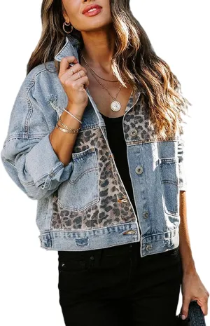 SOMTHRON Women's Distressed Denim Jeans Outfits Coat Spring Fall Ripped Jeans Outerwear Denim Jacket