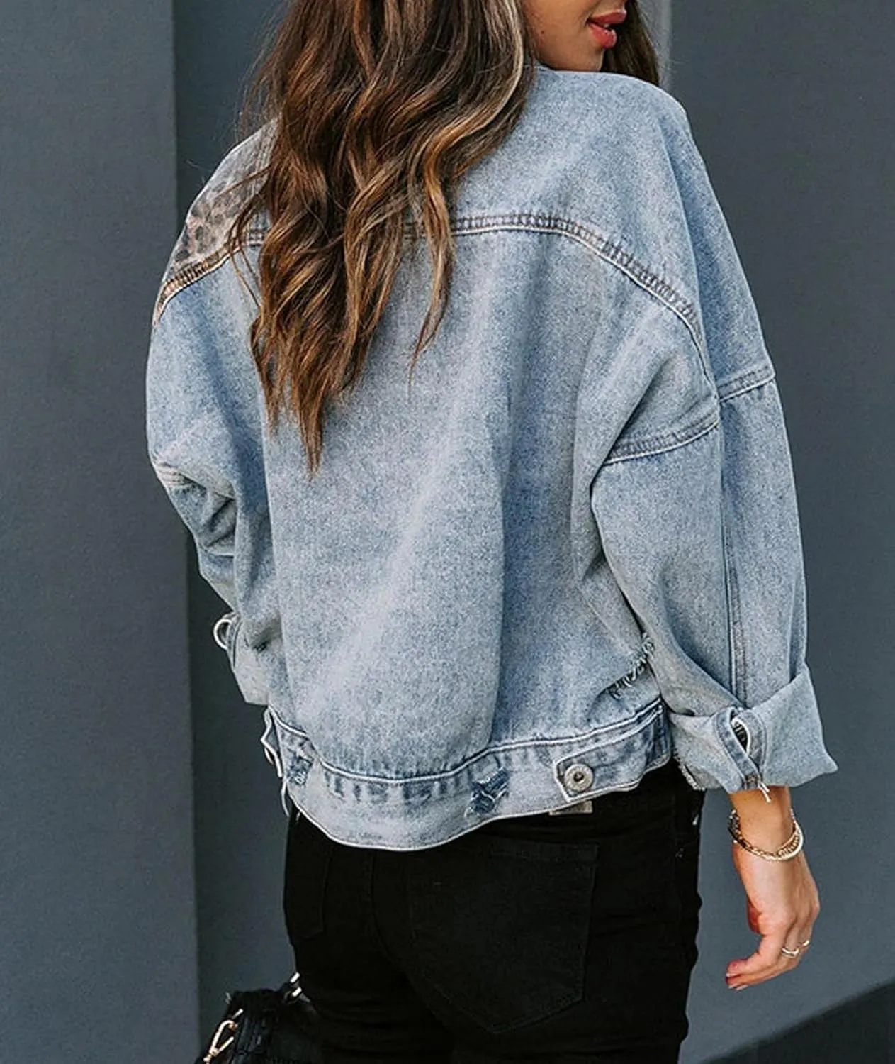 SOMTHRON Women's Distressed Denim Jeans Outfits Coat Spring Fall Ripped Jeans Outerwear Denim Jacket