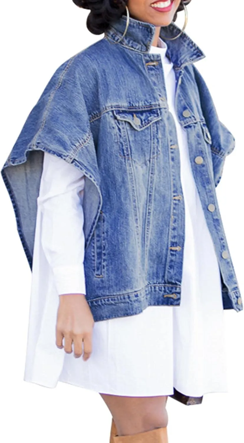 SOMTHRON Women's Distressed Denim Jeans Outfits Coat Spring Fall Ripped Jeans Outerwear Denim Jacket