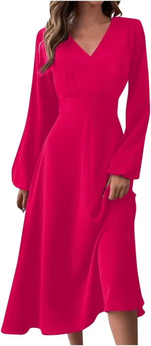 Spring Dresses for Women 2024 New Years Eve V-Neck Long Sleeve Gradient Plus Size Dresses for Curvy Formal Trendy
