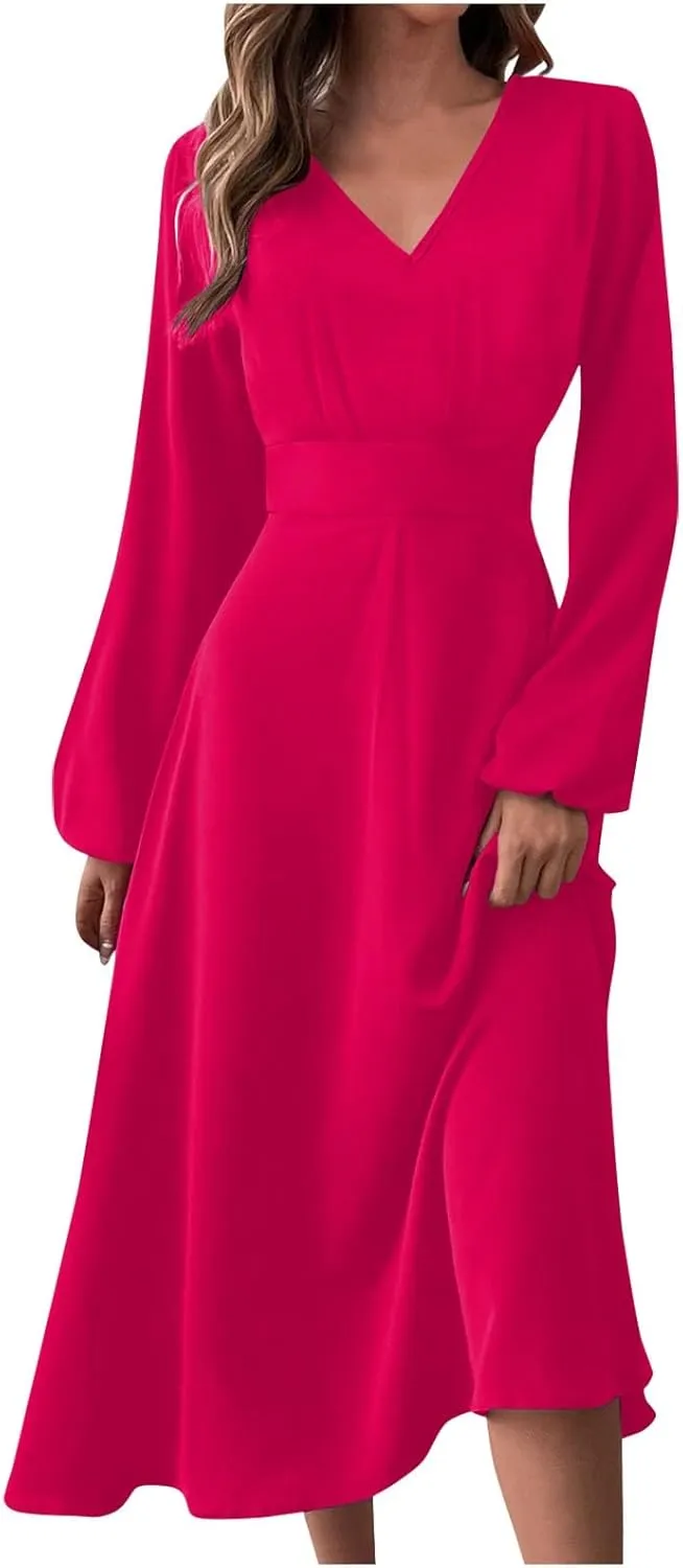 Spring Dresses for Women 2024 New Years Eve V-Neck Long Sleeve Gradient Plus Size Dresses for Curvy Formal Trendy