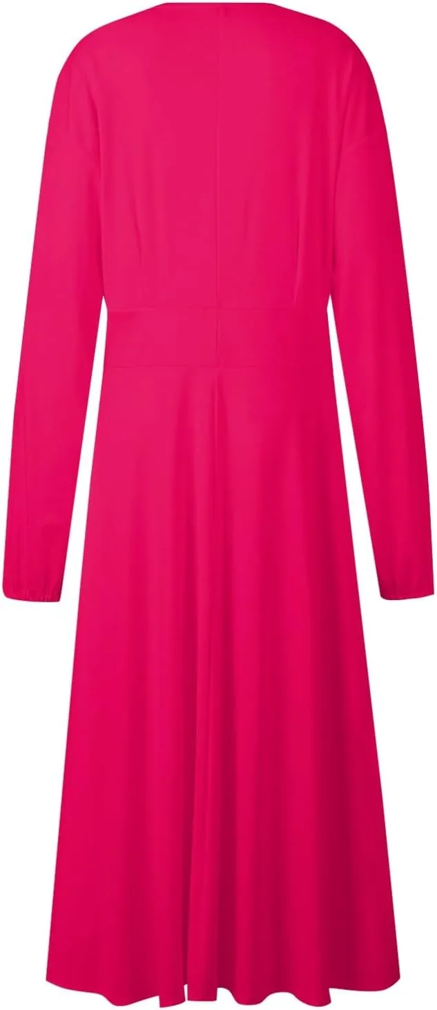 Spring Dresses for Women 2024 New Years Eve V-Neck Long Sleeve Gradient Plus Size Dresses for Curvy Formal Trendy