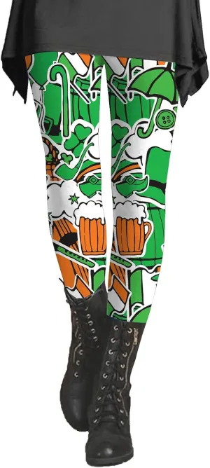 St. Patrick's Day Leggings for Womens St Patricks Pants Plus Size Leggings with Pockets Tall