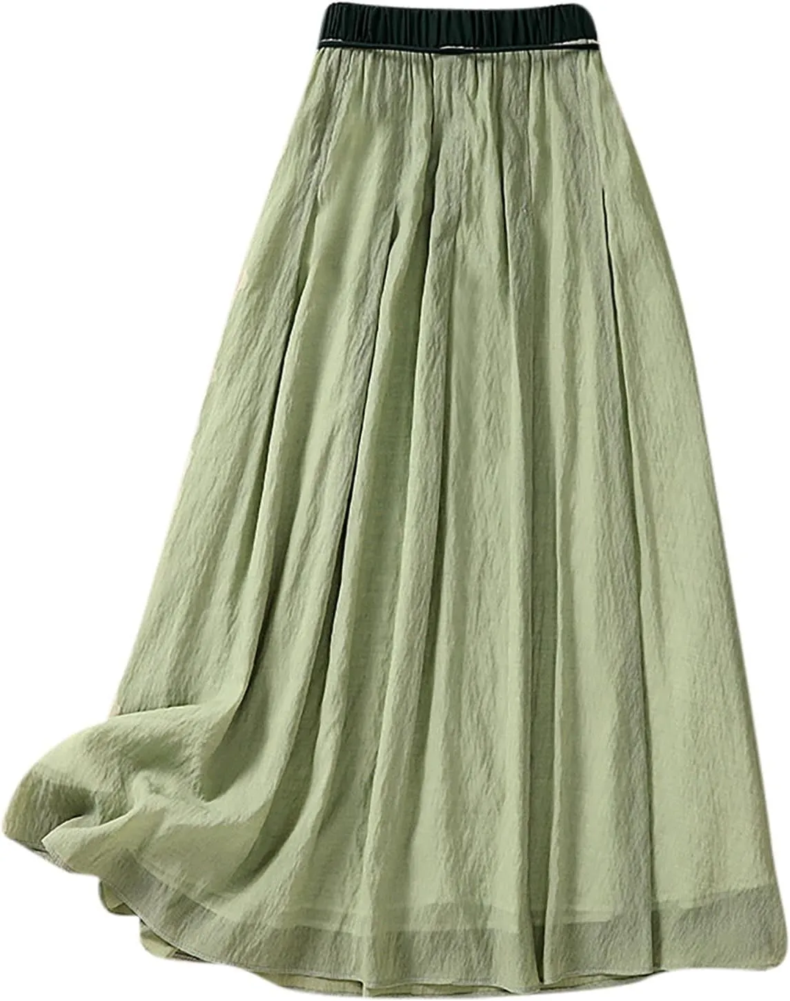 Summer Cotton Linen Skirts for Women Trendy A-Line Flowy Long Skirts Lace-Up Elastic Waist Beach Vacation Skirts