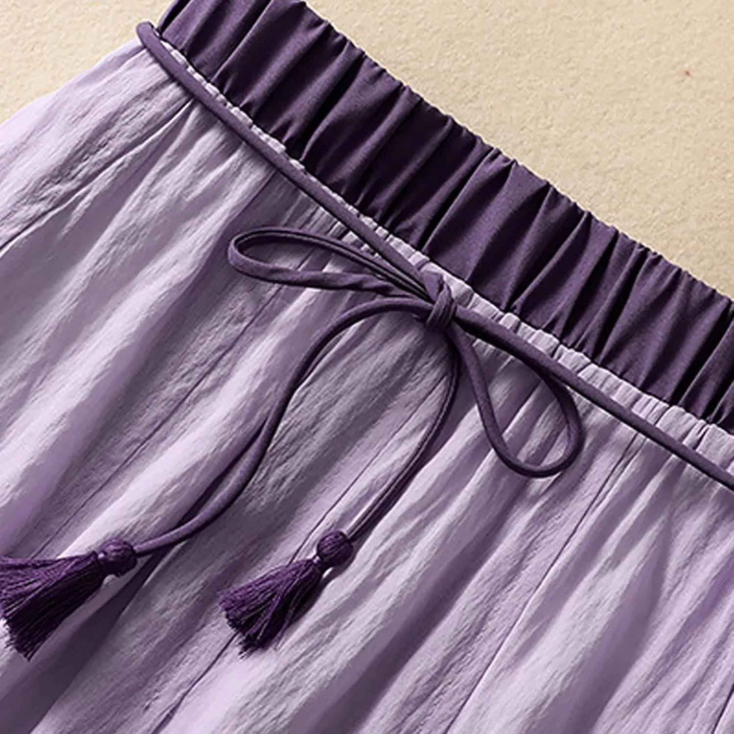 Summer Cotton Linen Skirts for Women Trendy A-Line Flowy Long Skirts Lace-Up Elastic Waist Beach Vacation Skirts