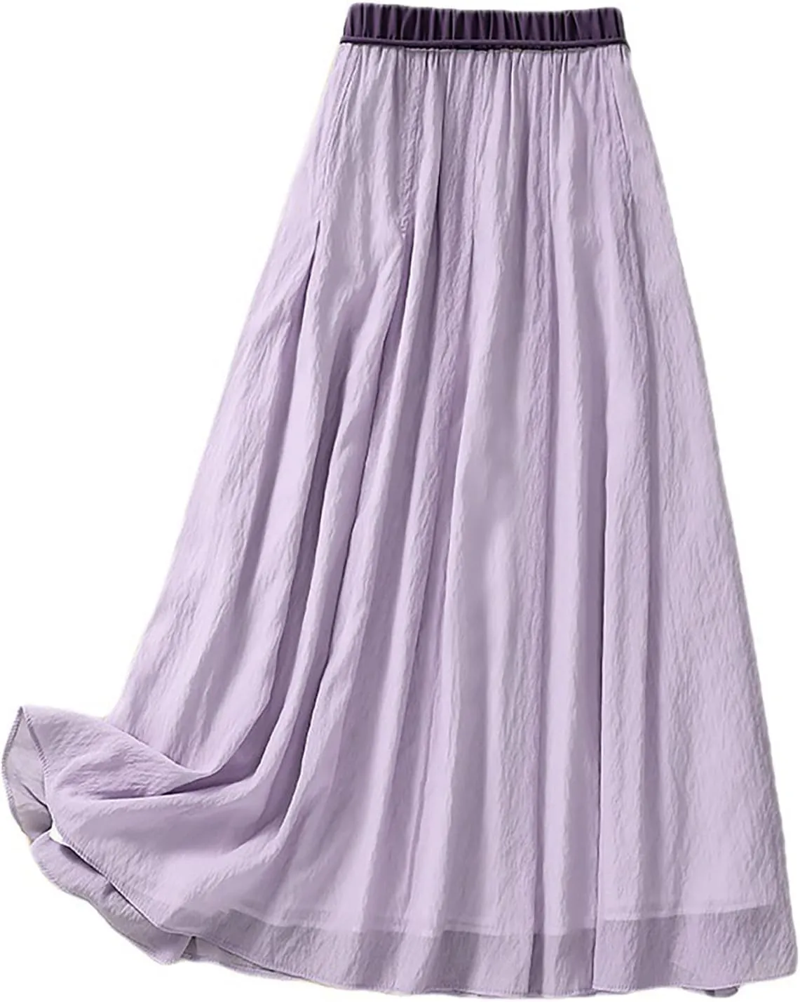 Summer Cotton Linen Skirts for Women Trendy A-Line Flowy Long Skirts Lace-Up Elastic Waist Beach Vacation Skirts
