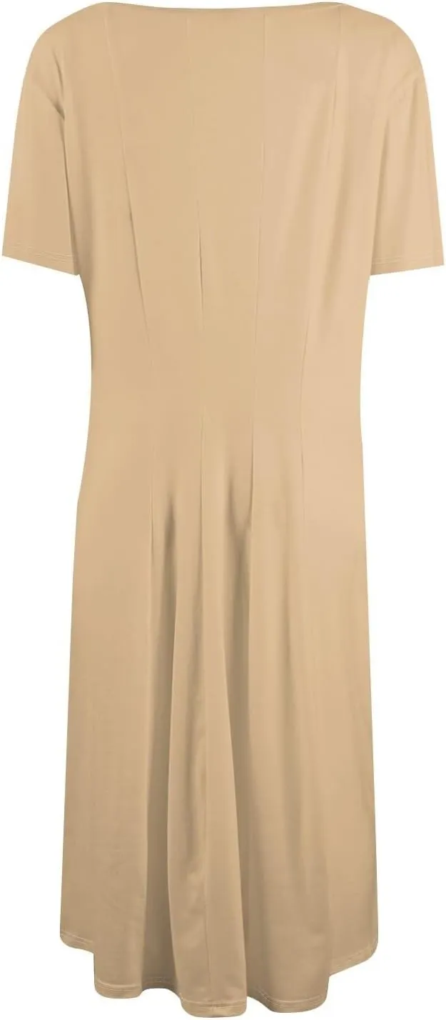 Summer Dresses for Women 2025 Elegant Short Sleeve Midi Dress Casual Plus Size Loose Comfy Flowy Boho Beach Sundress