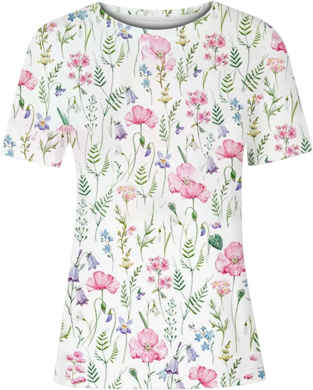 Summer Tops for Women 2025 Casual T-Shirts Shirts Graphic Tee Short Sleeve Top Floral Print Loose Top