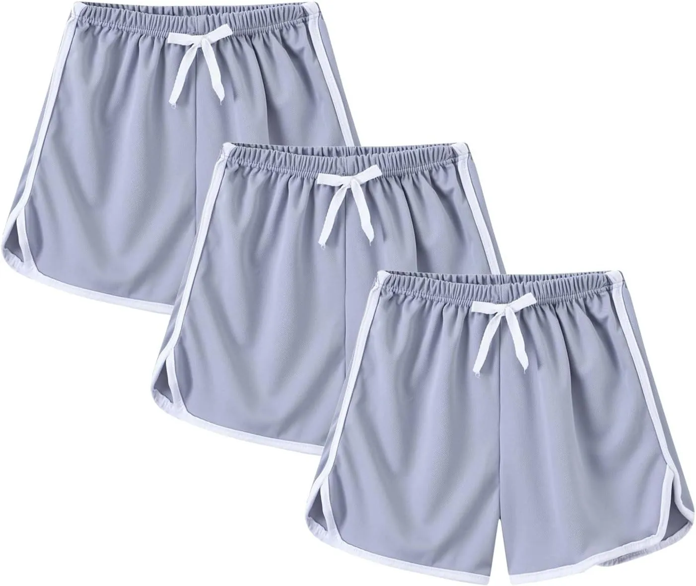 Toddler Girls Athletic Shorts 3 Pack Drawstring Kids Running Cycling Short Striped Cotton Soft Gym Sport