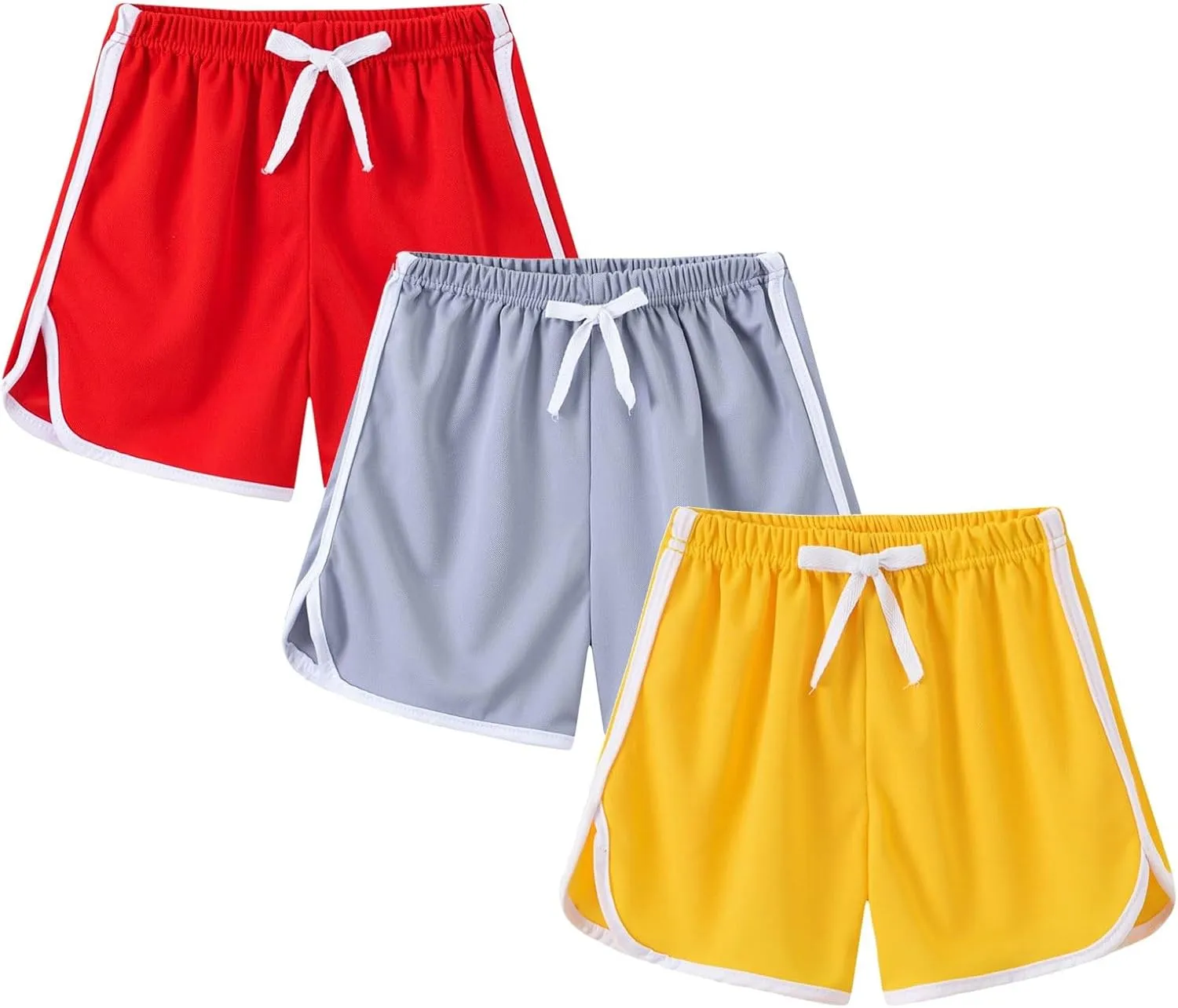 Toddler Girls Athletic Shorts 3 Pack Drawstring Kids Running Cycling Short Striped Cotton Soft Gym Sport