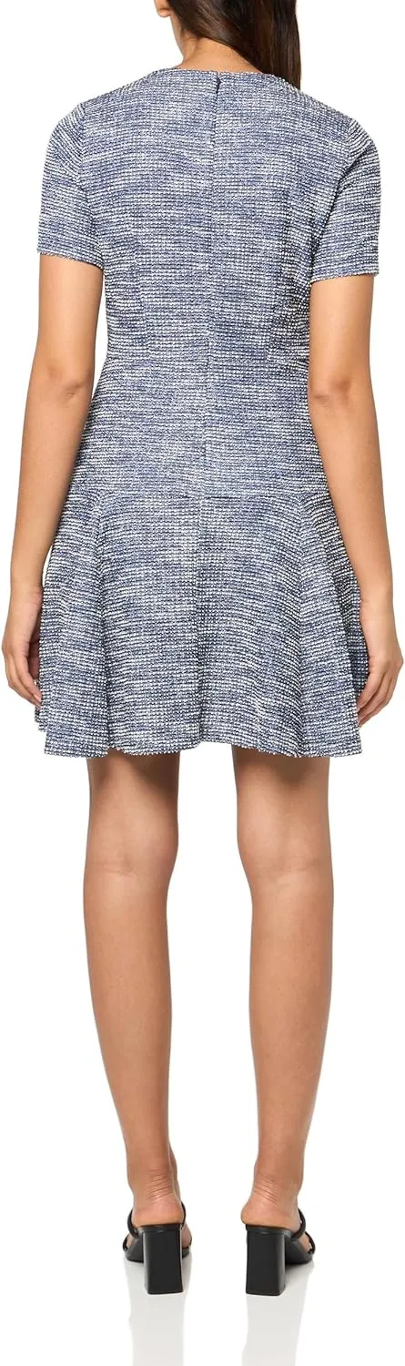 Tommy Hilfiger Women's Sparkle Boucle Knit Button Front Fit and Flare Shirtdress Dress