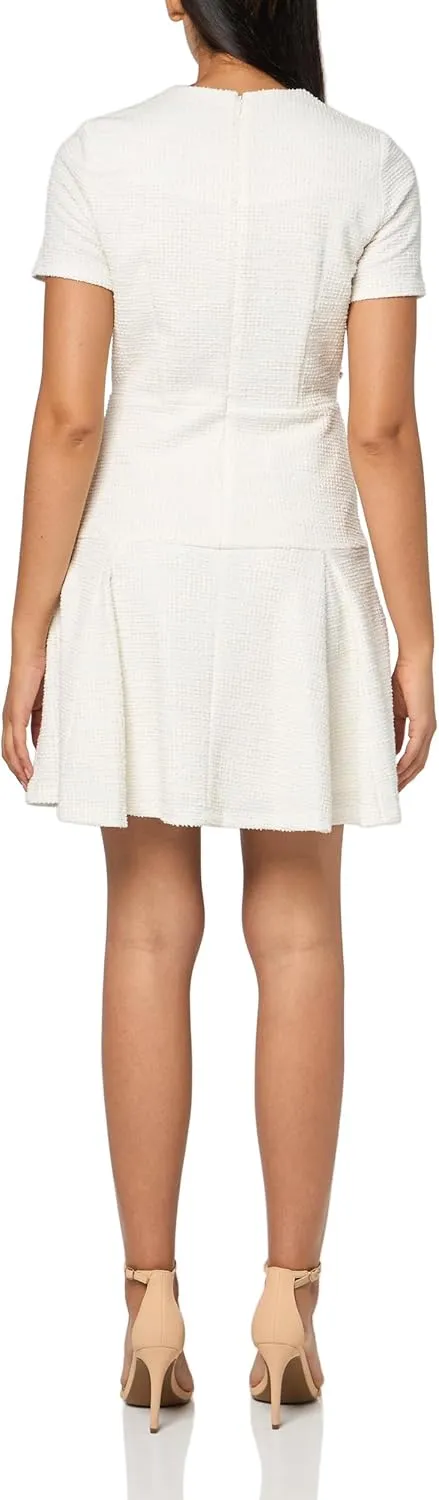 Tommy Hilfiger Women's Sparkle Boucle Knit Button Front Fit and Flare Shirtdress Dress