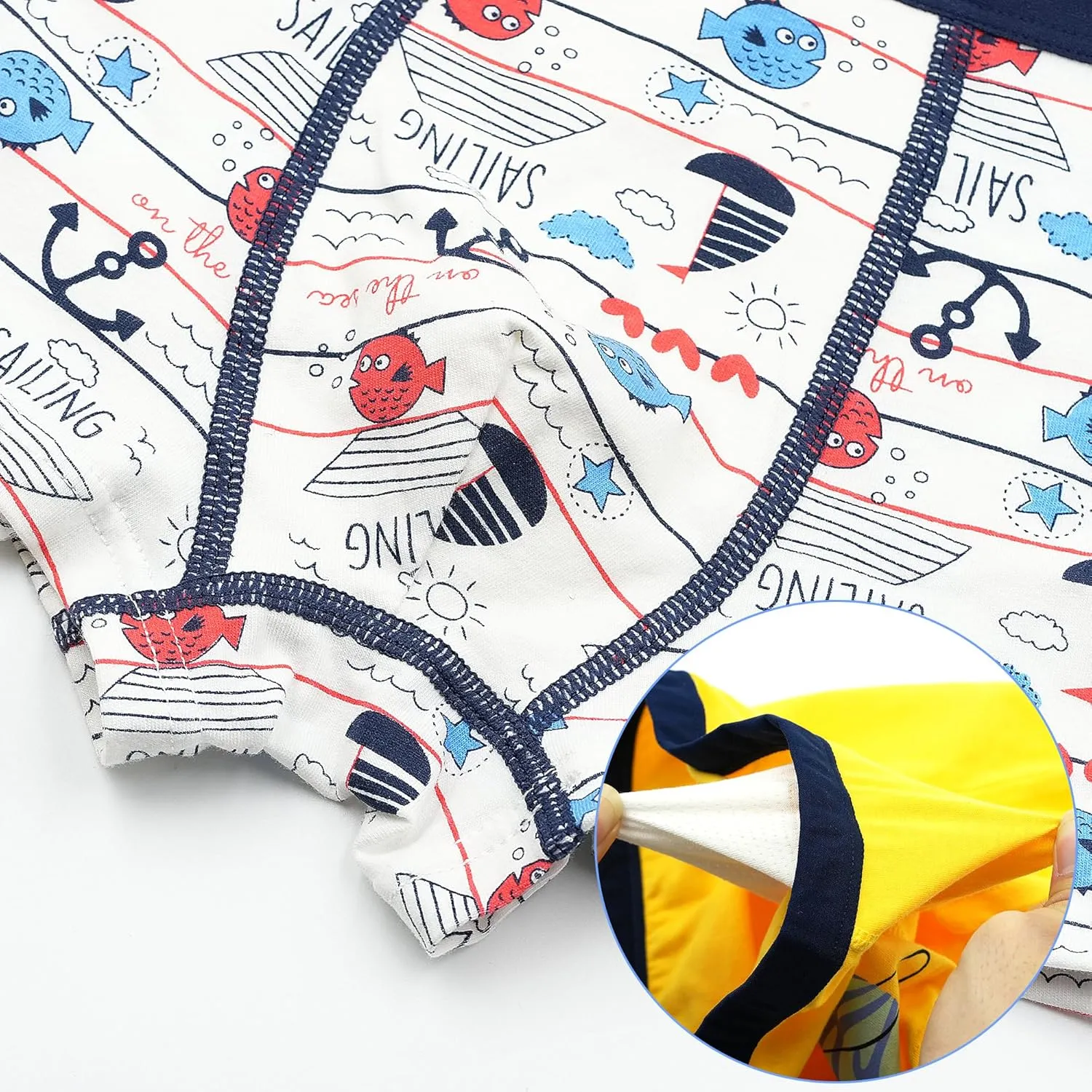 Tphon Boys Boxer Briefs, Toddler Kids Soft Cotton Underwear 5 Pairs Little Big Boy Dinosaur Shark Shorts Set