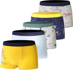 Tphon Boys Boxer Briefs, Toddler Kids Soft Cotton Underwear 5 Pairs Little Big Boy Dinosaur Shark Shorts Set