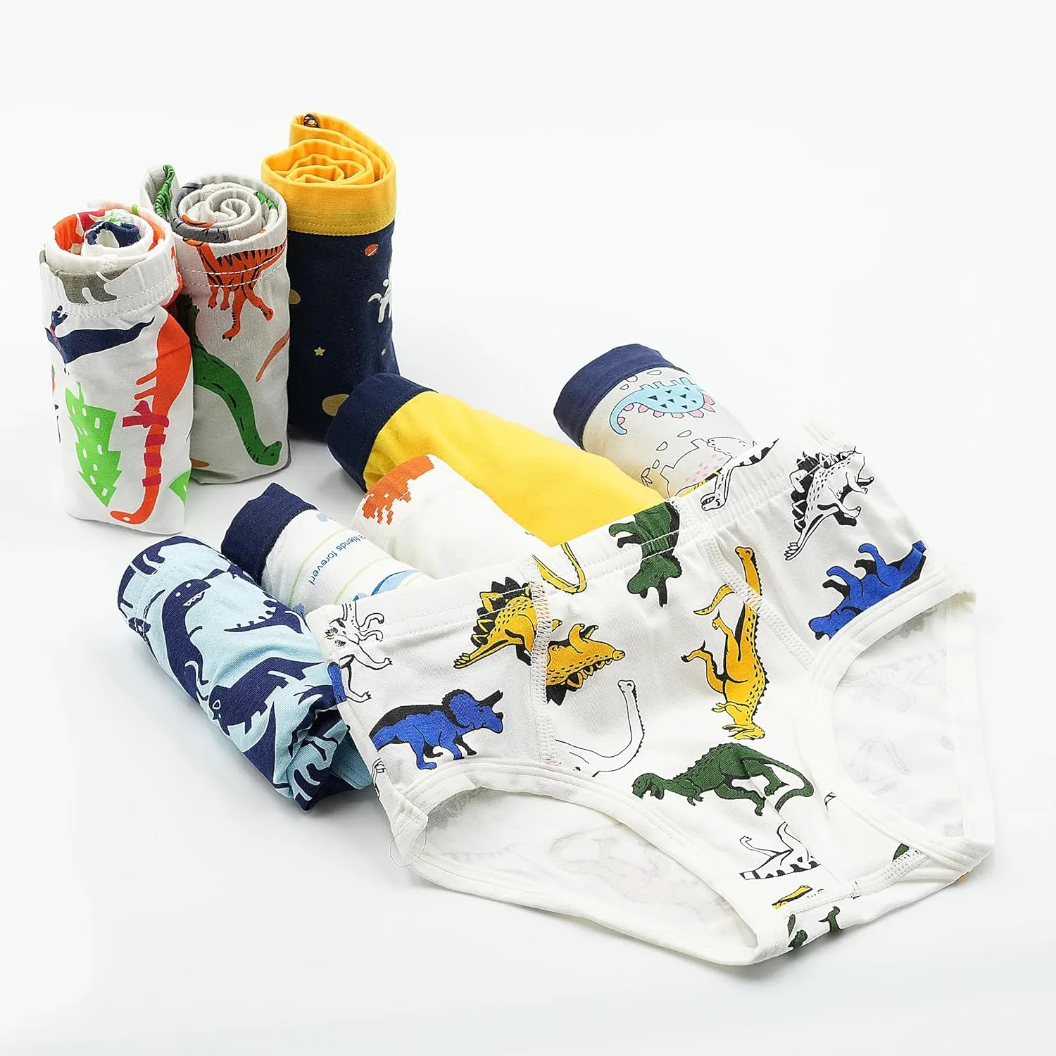 Tphon Boys Boxer Briefs, Toddler Kids Soft Cotton Underwear 5 Pairs Little Big Boy Dinosaur Shark Shorts Set