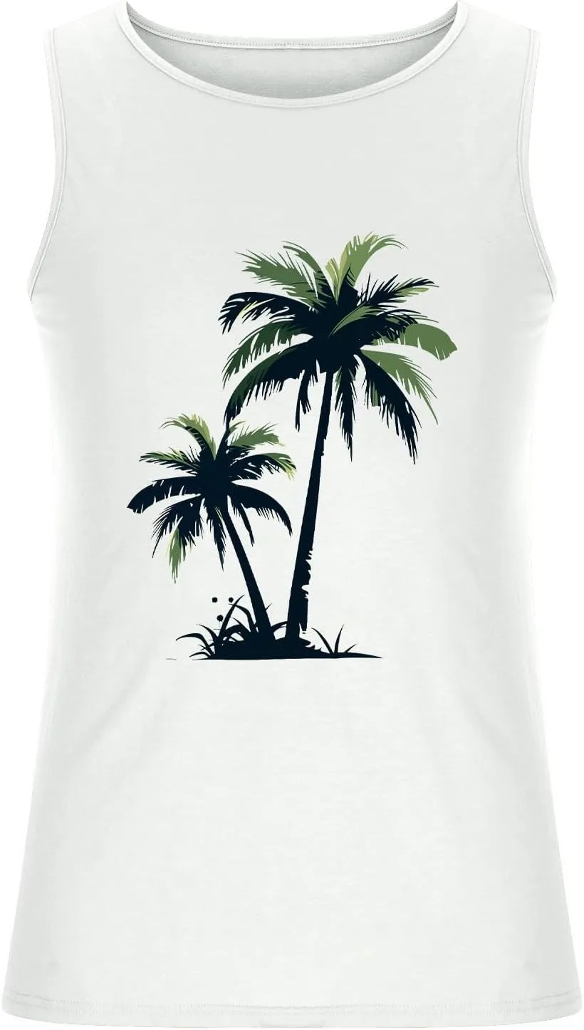 Uillui Mens Graphic Tank Tops Loose Fit Sleeveless Workout Gym Muscle Shirts Graphic T-Shirts Beach Hawaiian Palm Tree Shirt