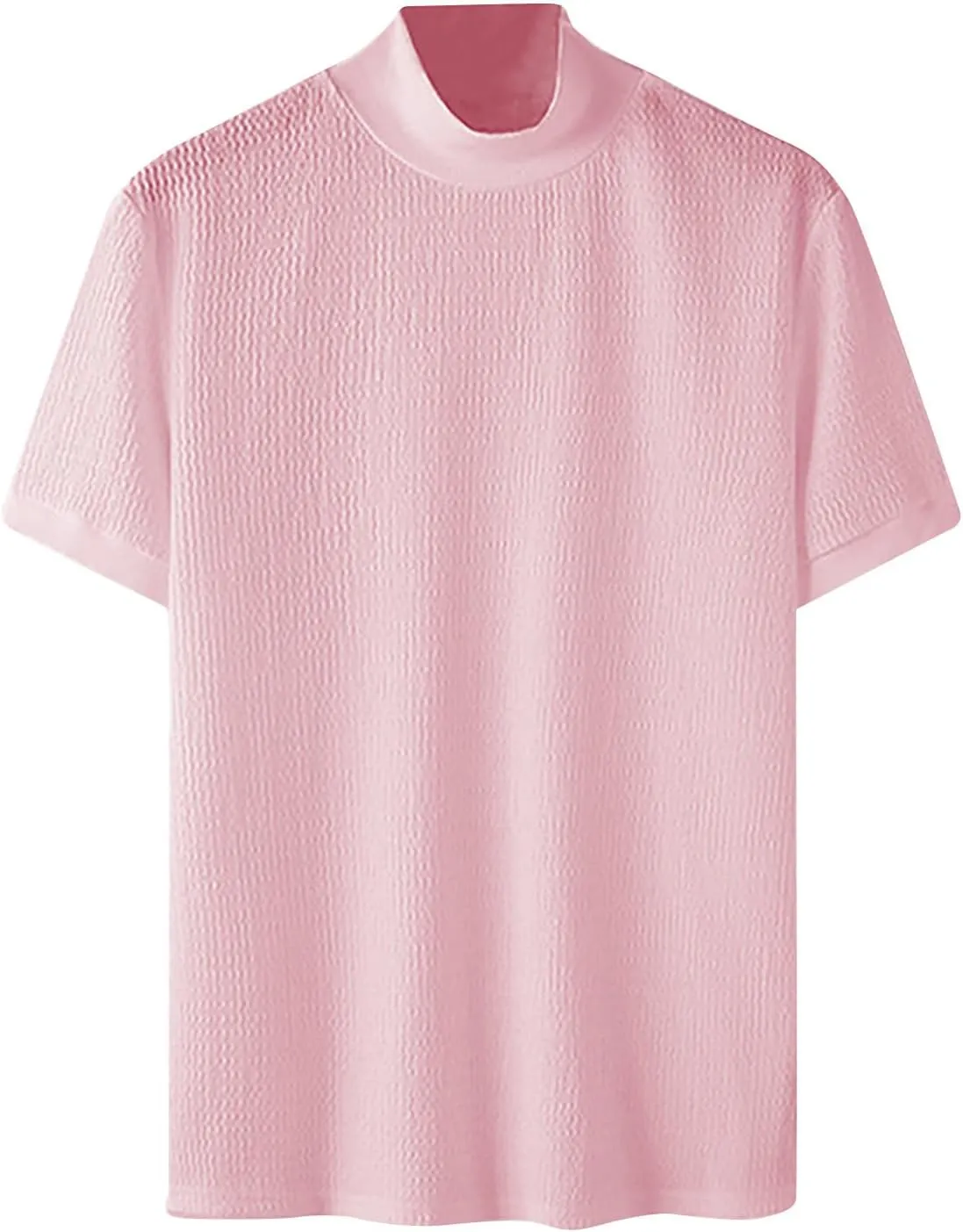 Uillui Short Sleeve Shirts Mens Mock Turtleneck Sweater Slim Fit Undershirt Casual Basic Tops Ribbed Knit Pullover Solid Tee