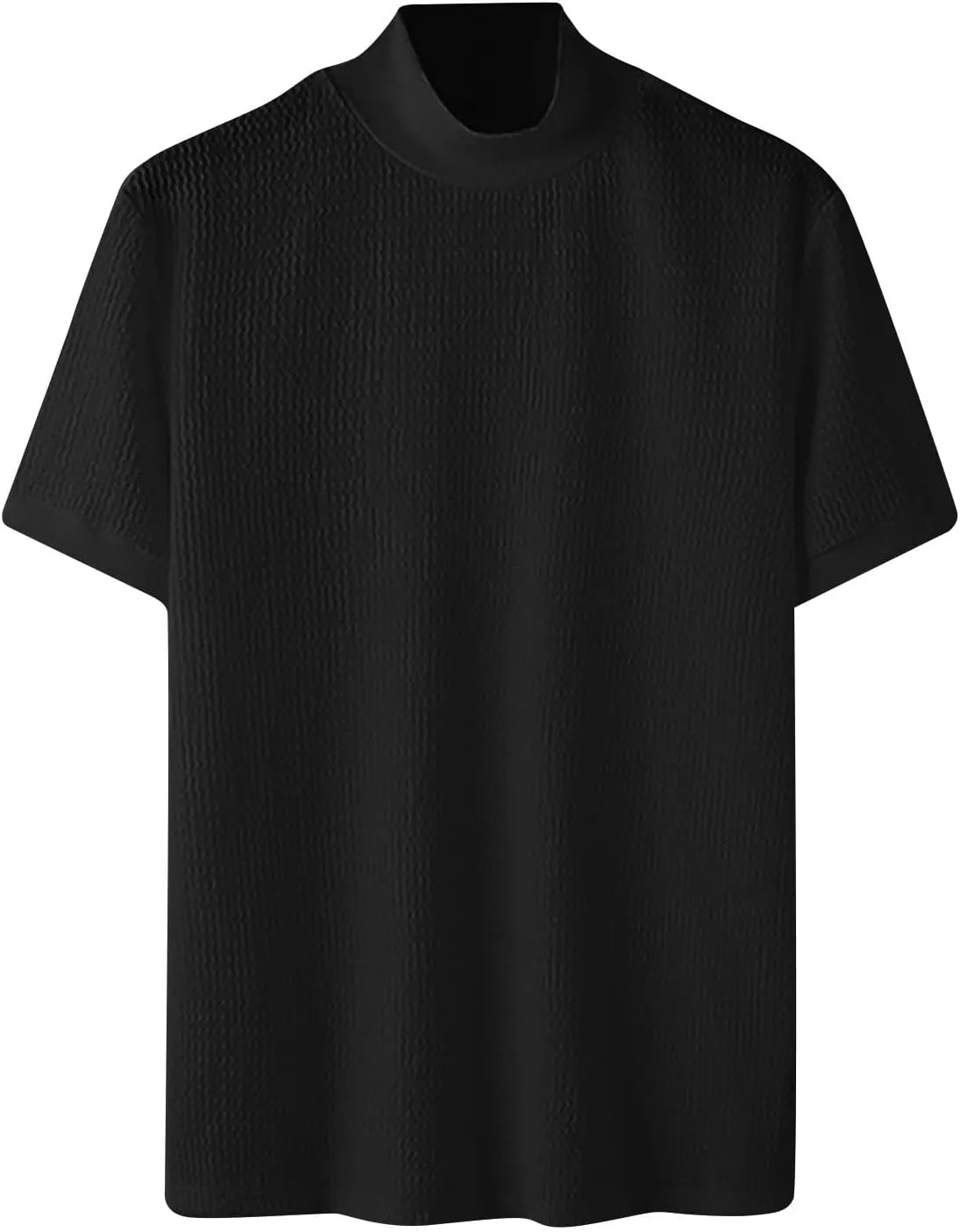 Uillui Short Sleeve Shirts Mens Mock Turtleneck Sweater Slim Fit Undershirt Casual Basic Tops Ribbed Knit Pullover Solid Tee