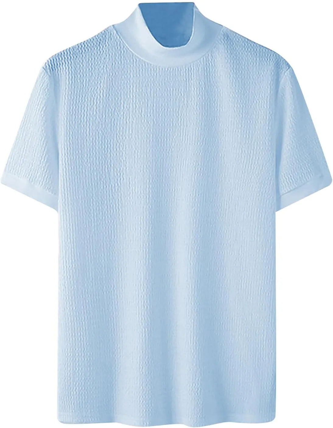 Uillui Short Sleeve Shirts Mens Mock Turtleneck Sweater Slim Fit Undershirt Casual Basic Tops Ribbed Knit Pullover Solid Tee