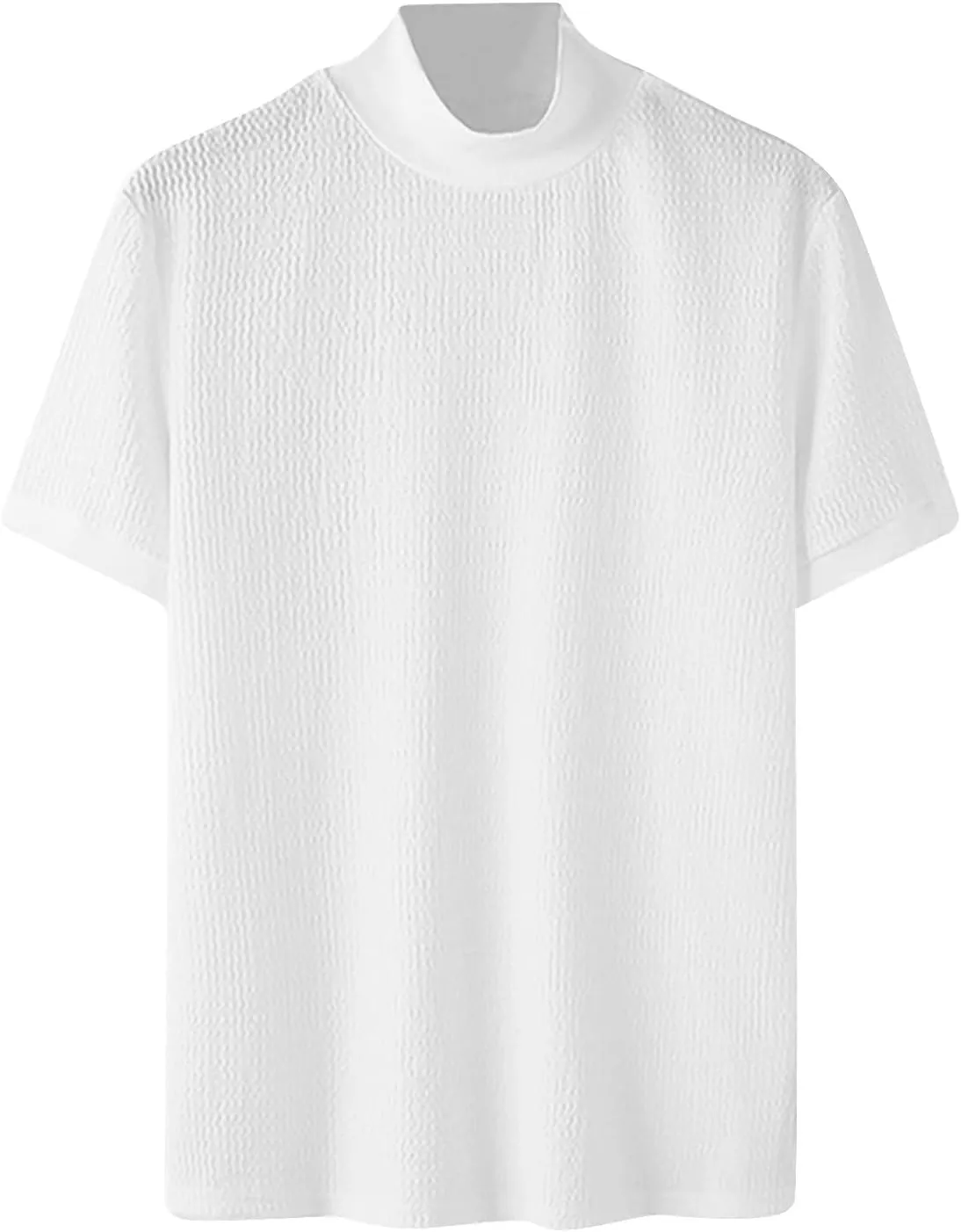 Uillui Short Sleeve Shirts Mens Mock Turtleneck Sweater Slim Fit Undershirt Casual Basic Tops Ribbed Knit Pullover Solid Tee