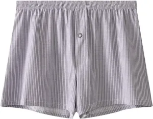 Underpants for Men Cotton Moisture Wicking Breathable Underwear,Baggy Striped Boxer Briefs,Lounge Button Boxer Shorts
