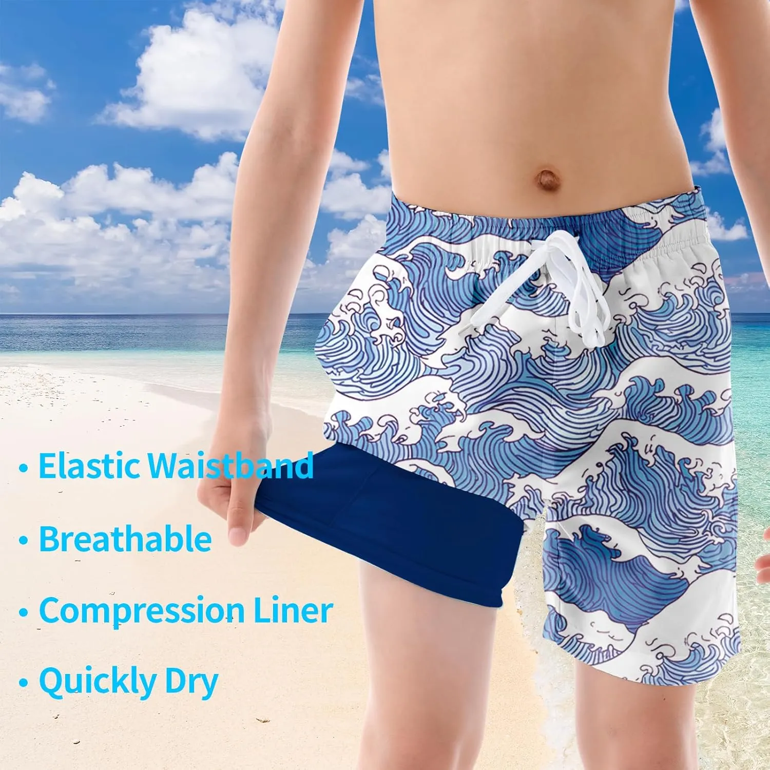 UNICOMIDEA Boys Swim Trunks Compression Liner Swimming Shorts Quick Dry Boxer Brief Swimwear 7-20 Years Bathing Suit