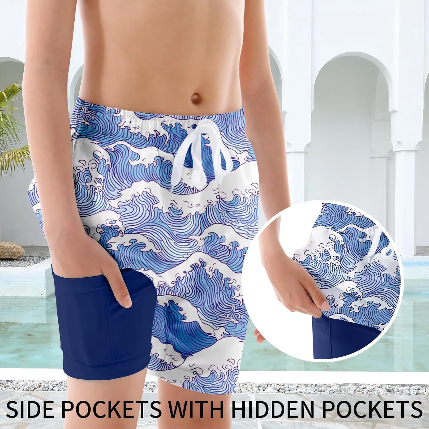 UNICOMIDEA Boys Swim Trunks Compression Liner Swimming Shorts Quick Dry Boxer Brief Swimwear 7-20 Years Bathing Suit