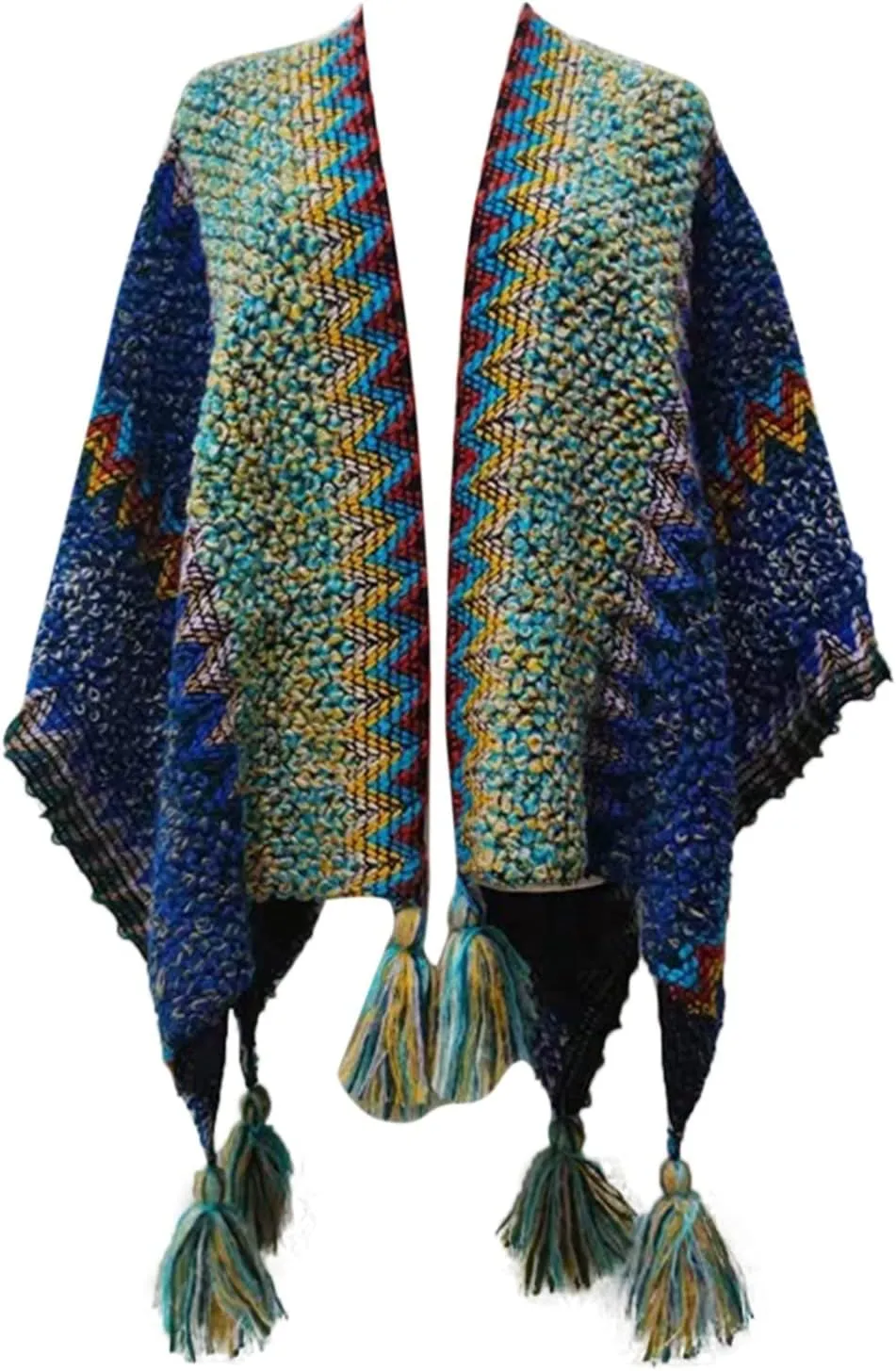 Women Boho Open Front Poncho Cape Pashmina Shawls Wrap Oversized Sweater Knitting Cardigan Blanket for Fall Winter