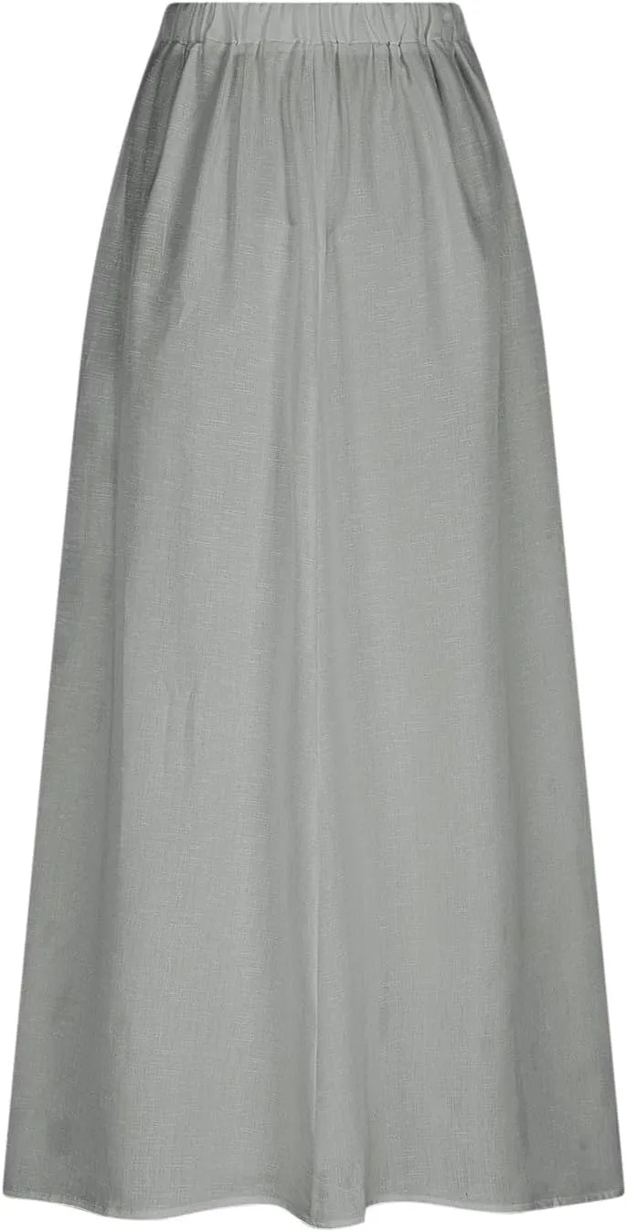 Women Casual Skirts Elastic Waist Summer Skirts Plus Size Maxi Skirts with Pockets A Line Vacation Skirts Loose Skirt