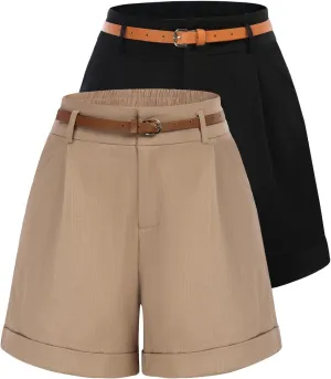 Women High Waist Shorts Vintage Wide Leg Shorts Bermuda Shorts