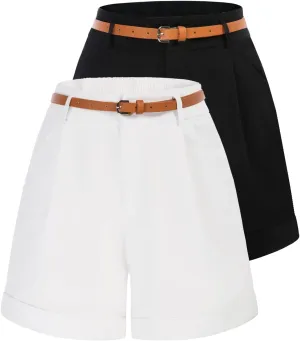 Women High Waist Shorts Vintage Wide Leg Shorts Bermuda Shorts
