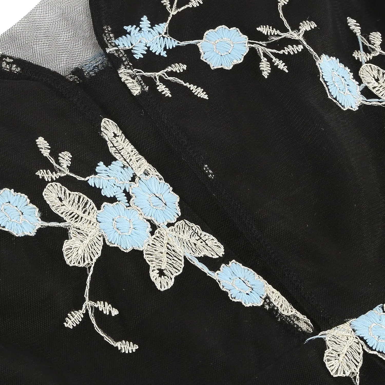 Women Keyhole Floral Embroidery Dress Sheer Mesh Illusion Vintage Cocktail Swing Dress Wedding Party Prom Tulle Evening Dress