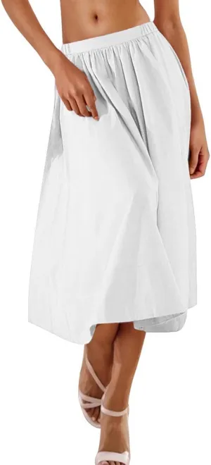 Women Midi Pleated Skirts High Waisted Summer Skirts A Line Flowy Skirts Dressy Casual Skirts Beach Vacation Skirts
