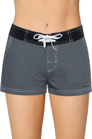 Women Quick Dry Swimwear Trunks Sports Board Shorts with Soft Briefs Inner Lining